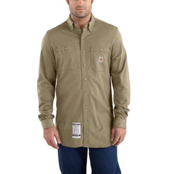 Carhartt FR Force Cotton Hybrid Shirt in Khaki